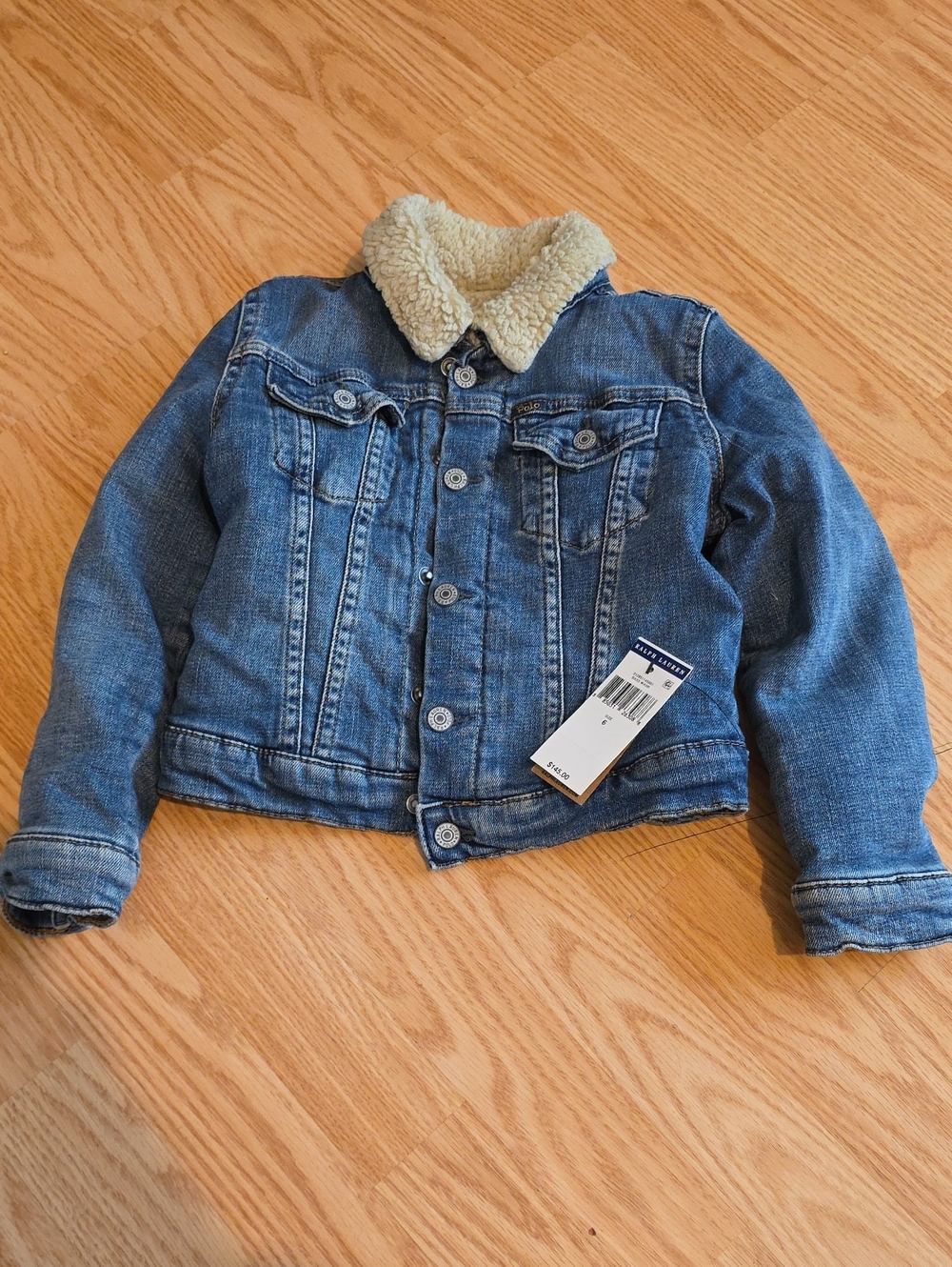 Polo Ralph Lauren Blue Denim Jacket with Cream Sherpa Collar